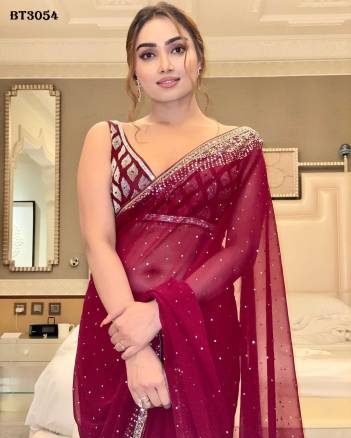 D.NO. BT3054 BY BT GEORGETTE SAREE MANUFACTURER IN INDIA